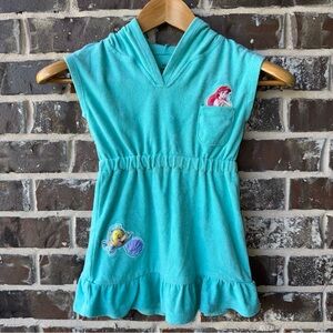 Disney Little Mermaid Ariel Girls Hooded Terry Cloth Swim Cover Up Dress 5T